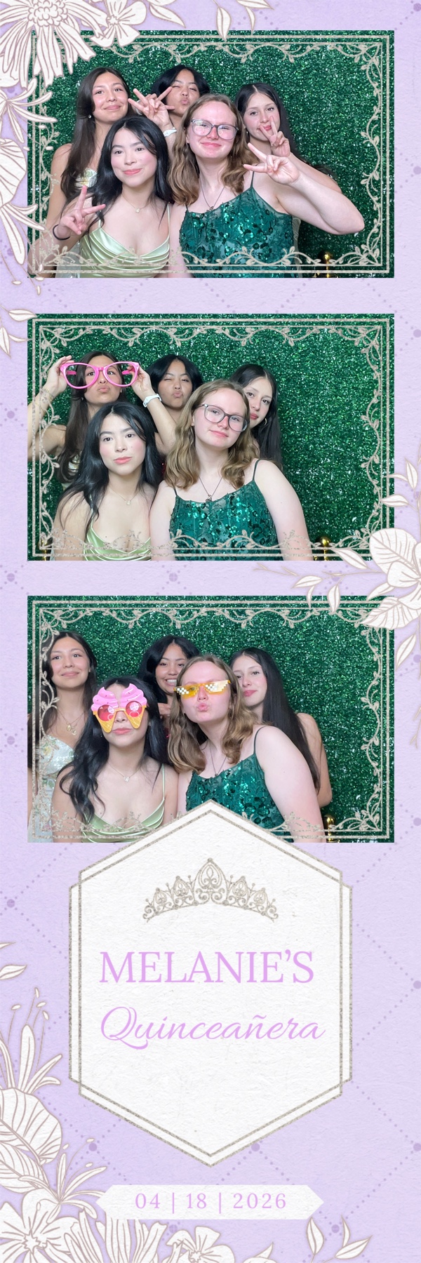 Friends posing at Melanie's quinceañera