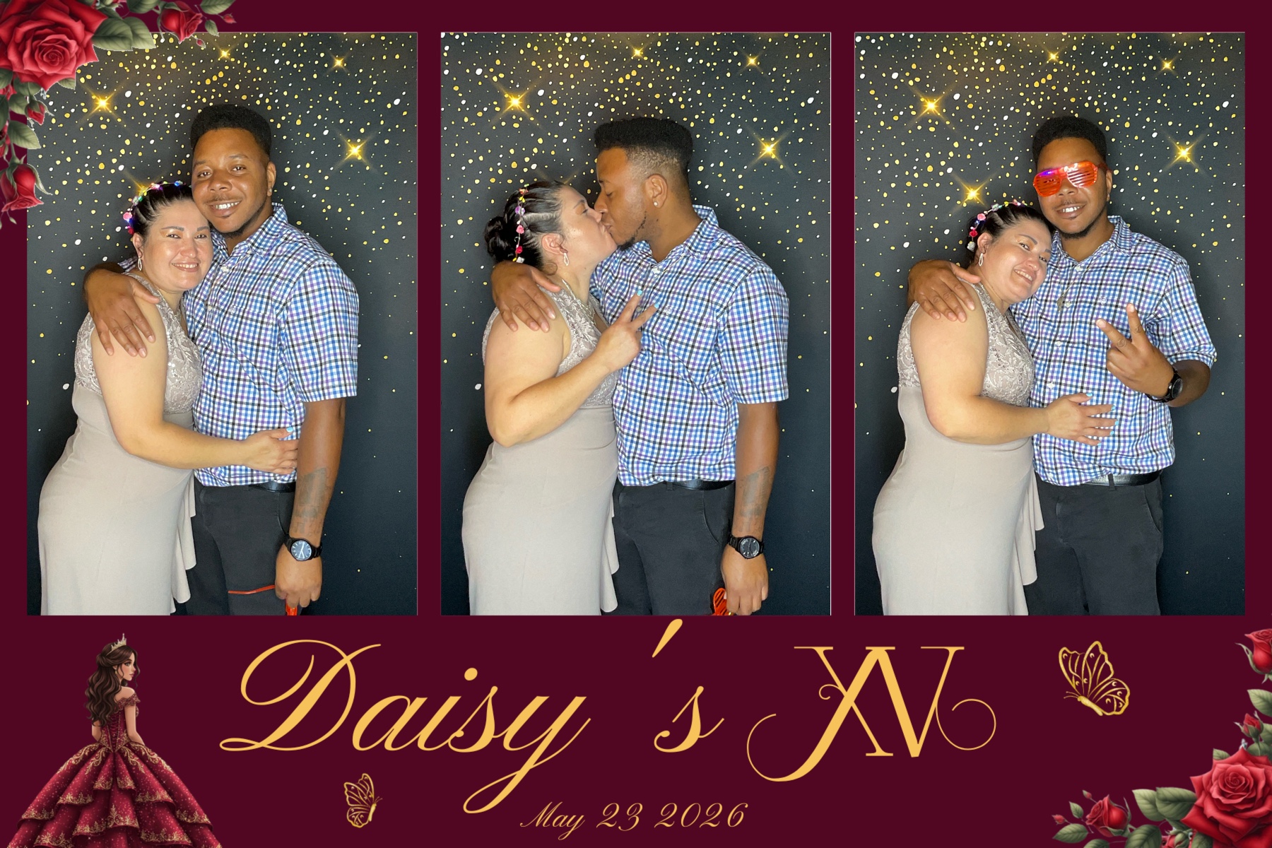Couple posing at Daisy's quinceañera